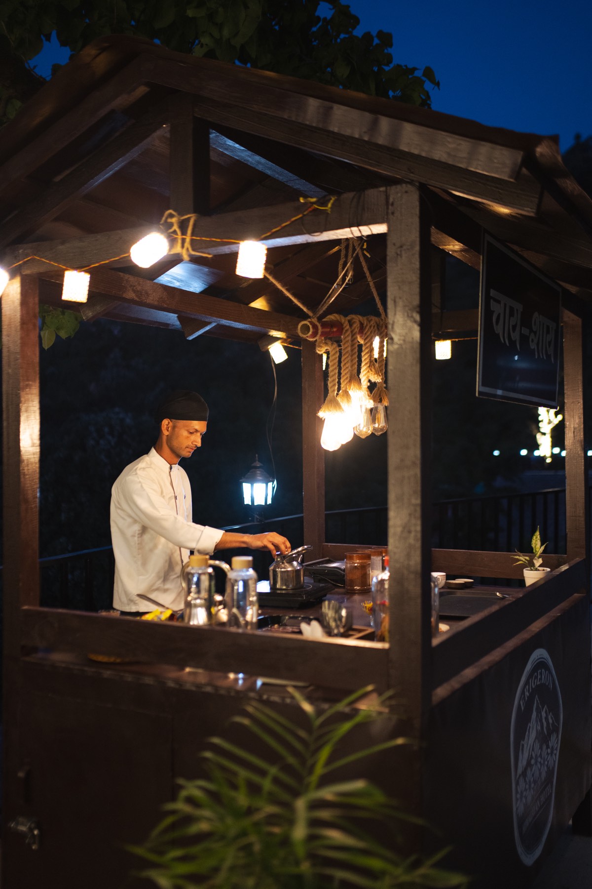 Chai counter at dusk